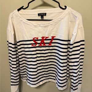 NWOT J.Crew Navy Striped SKI Top